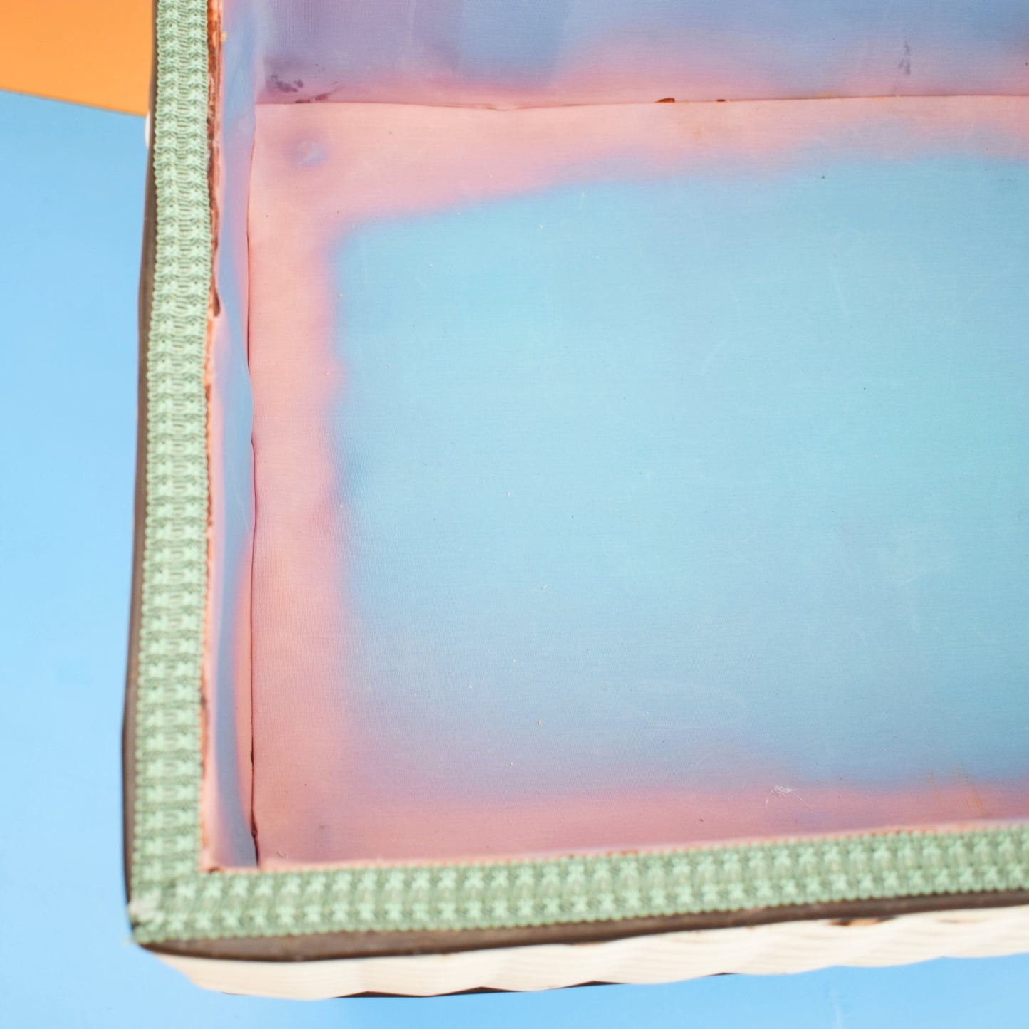 Vintage 1960s Sewing / Hobby Box - Green, Blue & Lilac Fabric