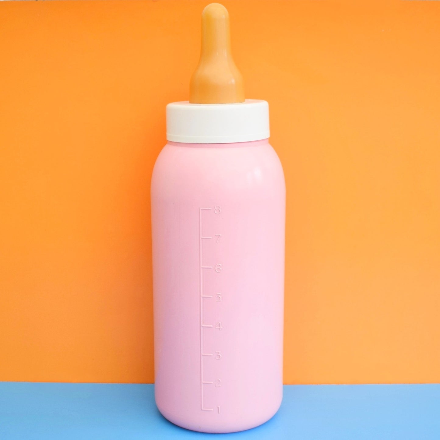 Vintage 1980s Kitsch Oversized Baby Bottle Money Bank - Pink