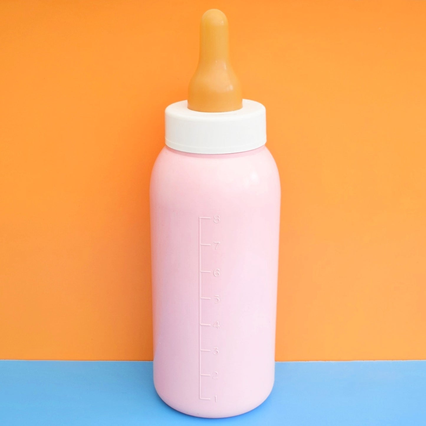 Vintage 1980s Kitsch Oversized Baby Bottle Money Bank - Pink