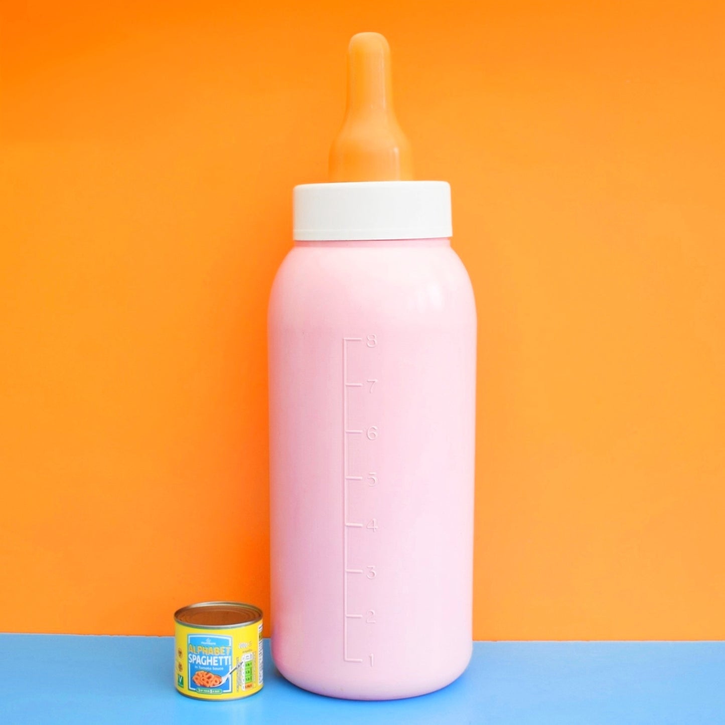 Vintage 1980s Kitsch Oversized Baby Bottle Money Bank - Pink