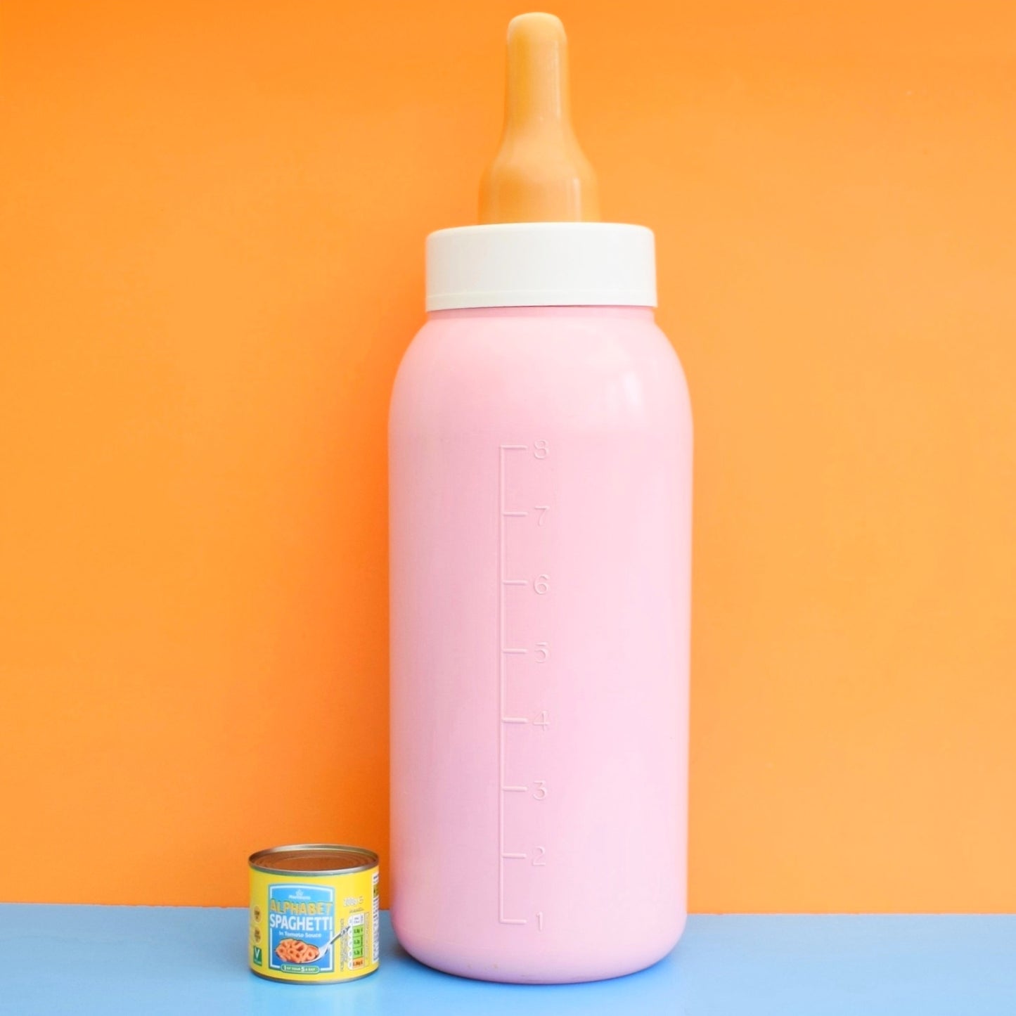 Vintage 1980s Kitsch Oversized Baby Bottle Money Bank - Pink