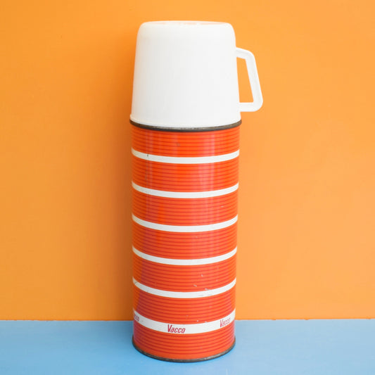 Vintage 1970s Thermos Flask- Orange Striped