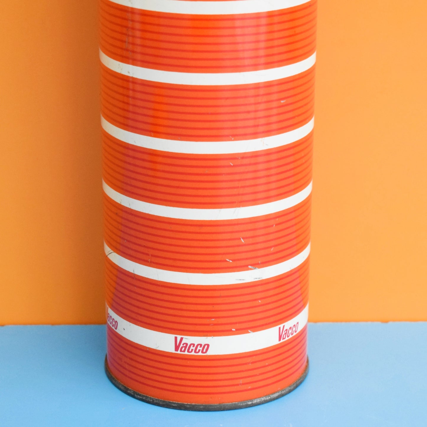 Vintage 1970s Thermos Flask- Orange Striped