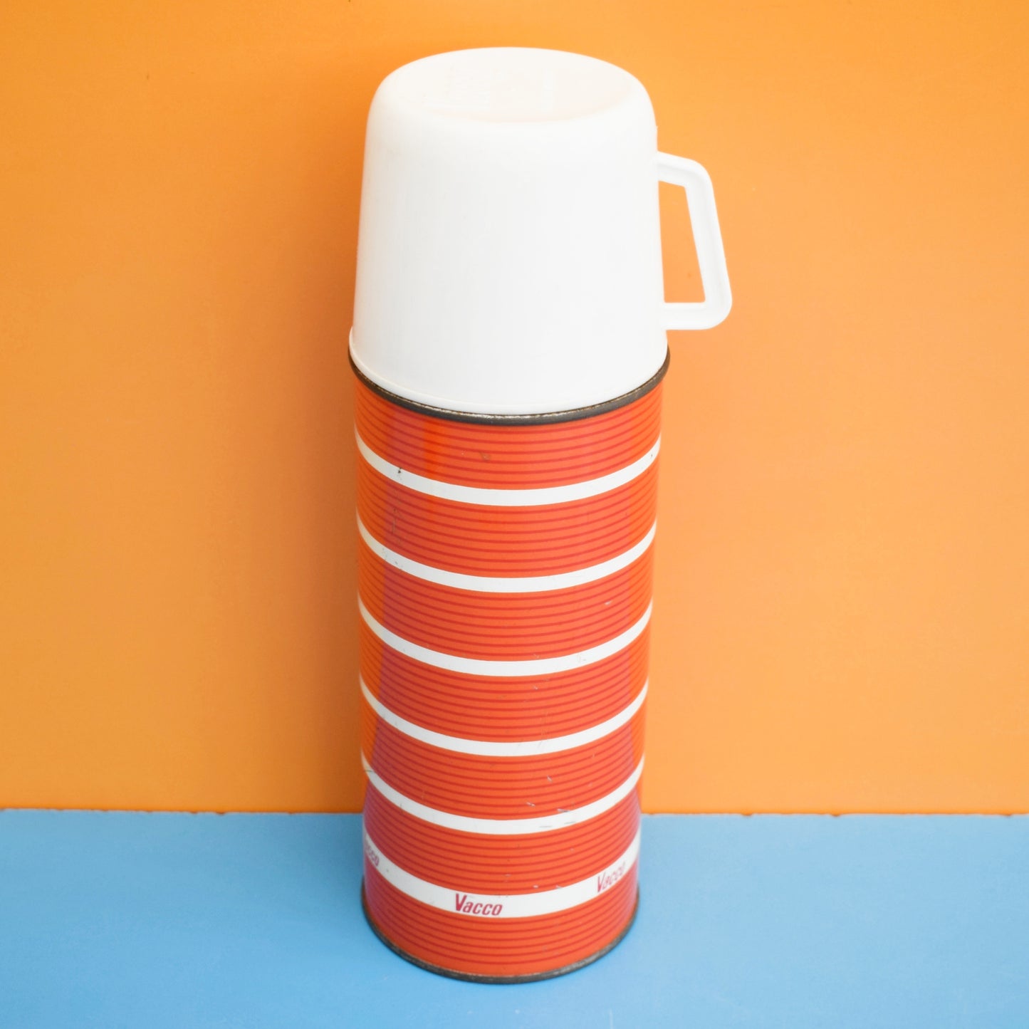 Vintage 1970s Thermos Flask- Orange Striped