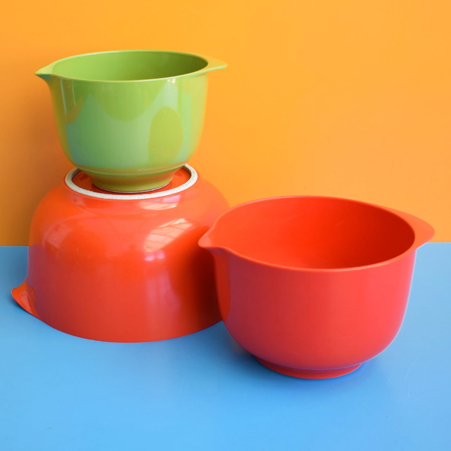 Vintage 1970s Rosti Plastic Bowl - Danish - Green & Red