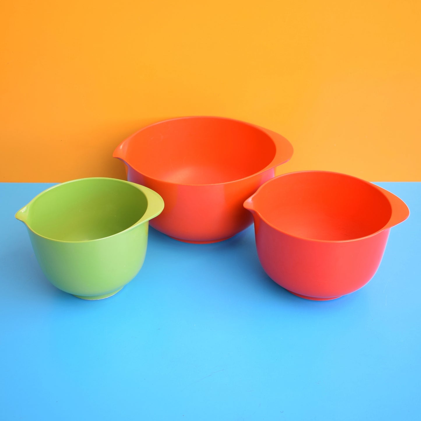 Vintage 1970s Rosti Plastic Bowl - Danish - Green & Red