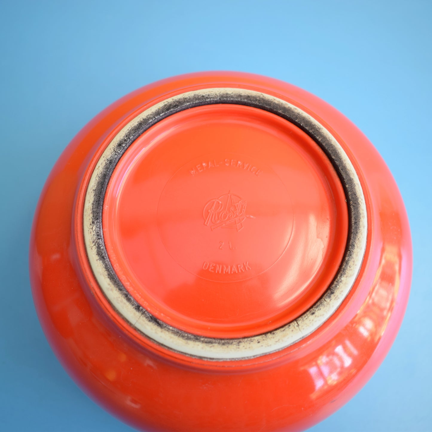 Vintage 1970s Rosti Plastic Bowl - Danish - Green & Red