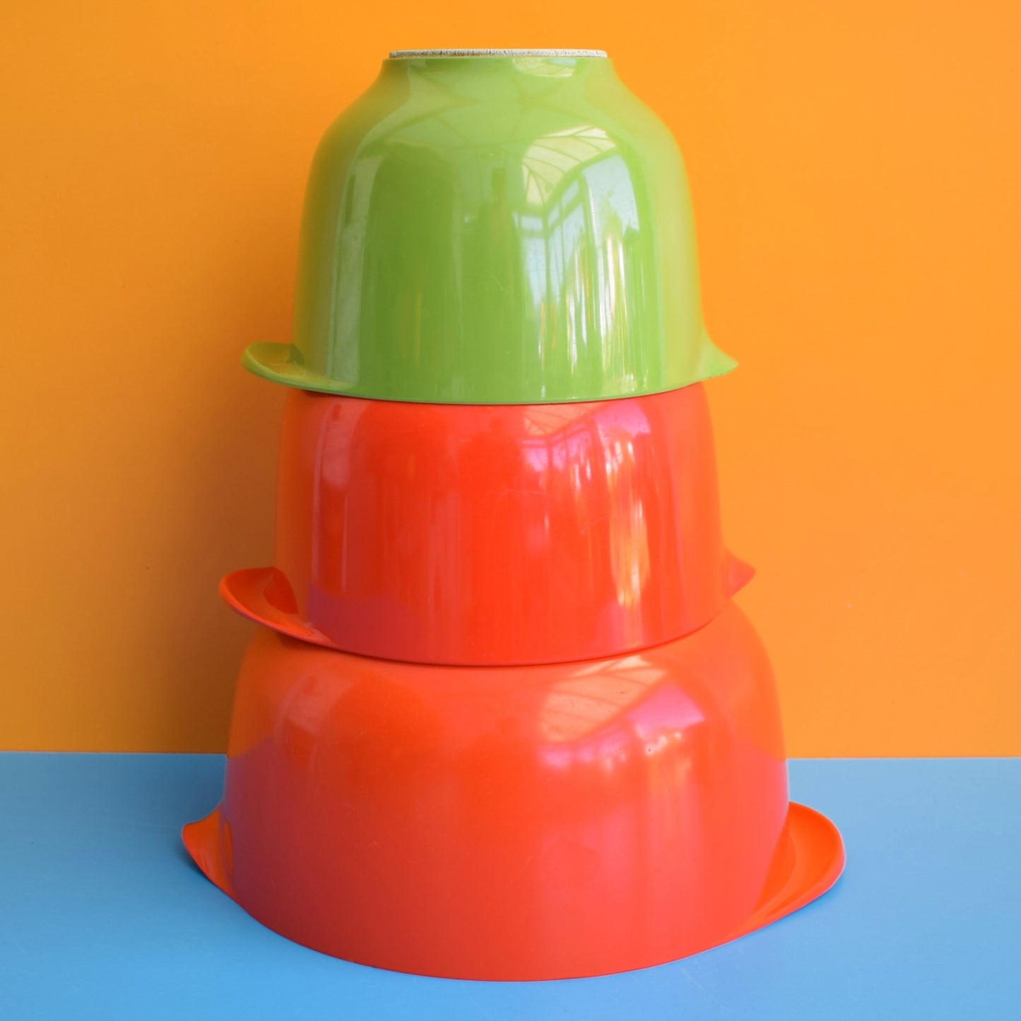 Vintage 1970s Rosti Plastic Bowl - Danish - Green & Red