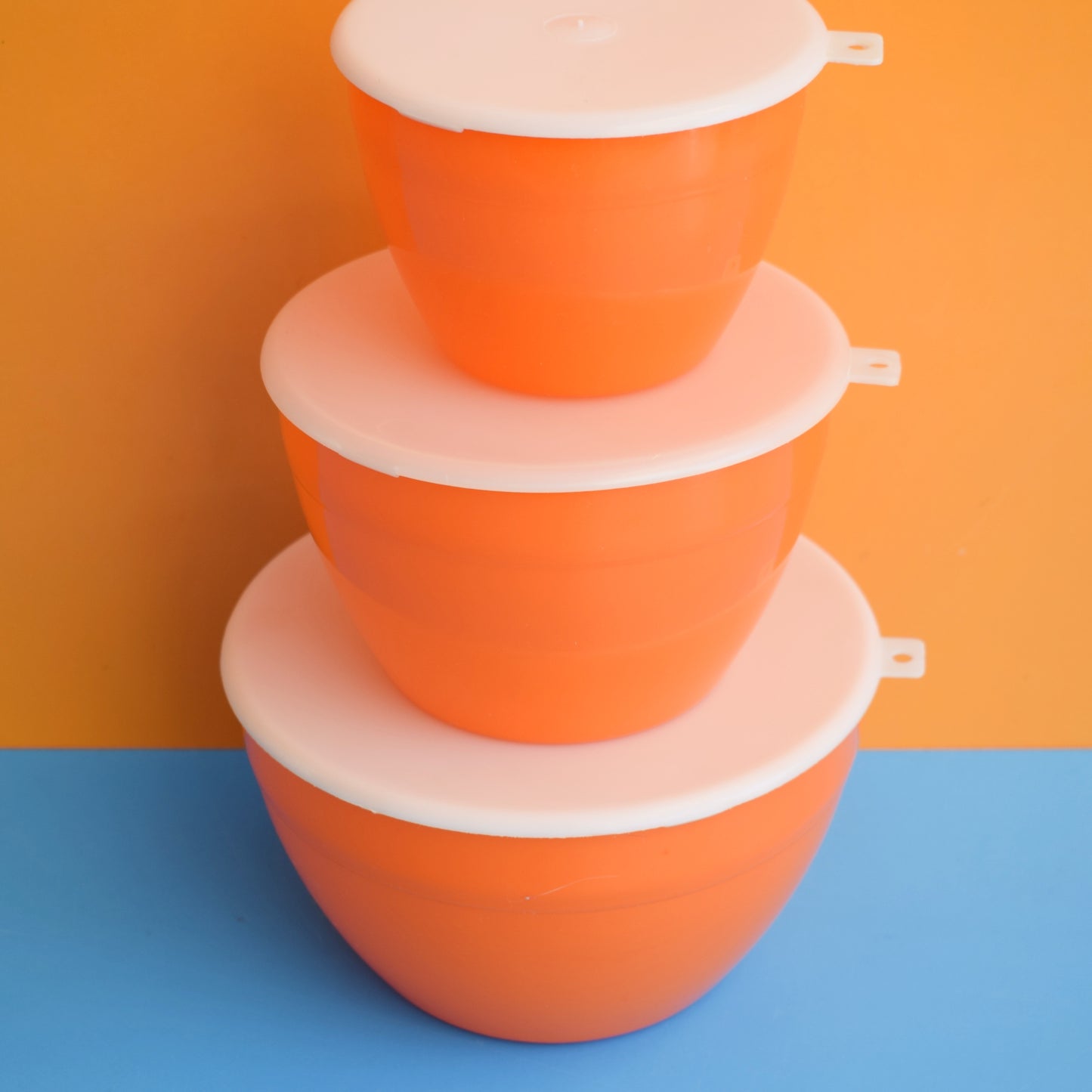 Vintage 1970s Plastic Lidded Nesting Containers - Orange - Seel Pan by Pineapple Retro
