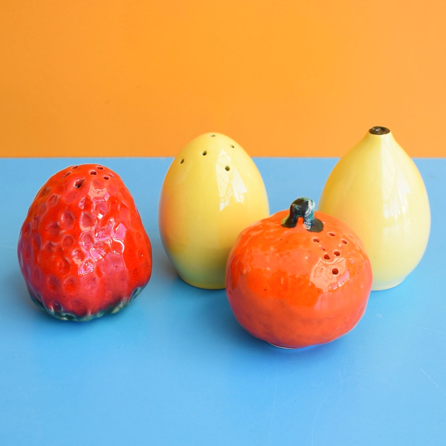Vintage 1960s Fruity Salt & Peppers - Lemons, Strawberry & Orange by Pineapple Retro