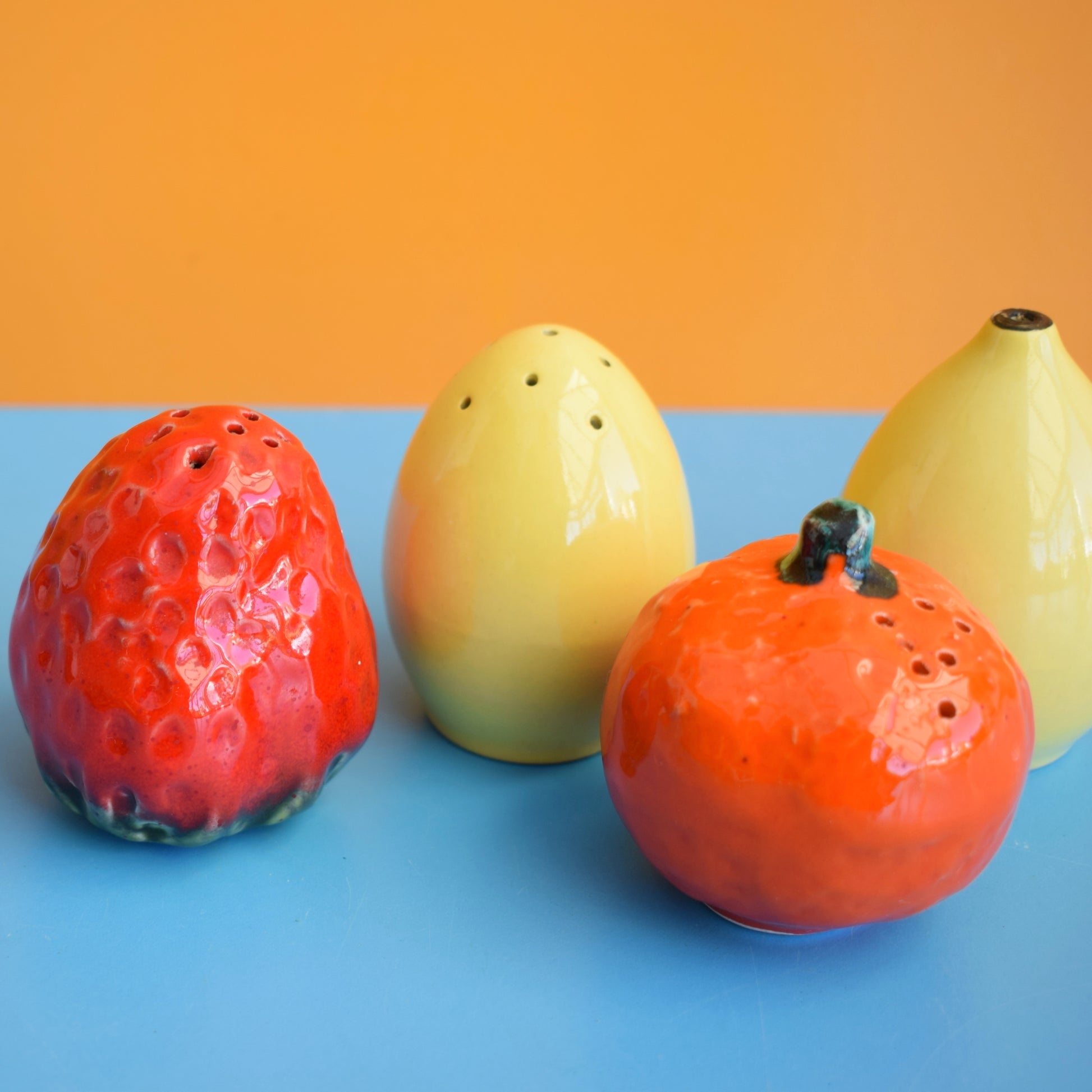 Vintage 1960s Fruity Salt & Peppers - Lemons, Strawberry & Orange by Pineapple Retro