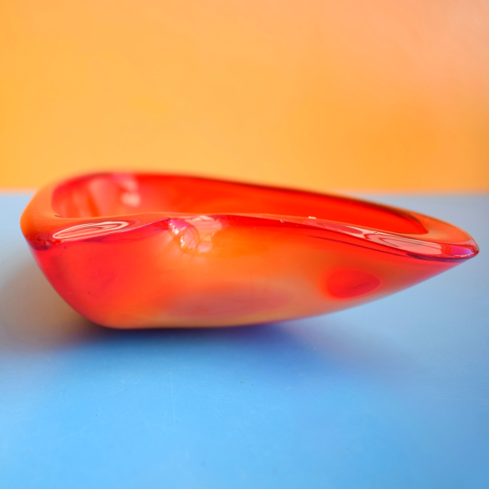 Vintage 1970s Cased Glass Vase / Heart Shaped Dish - Lime Green / Red - Florence by Pineapple Retro