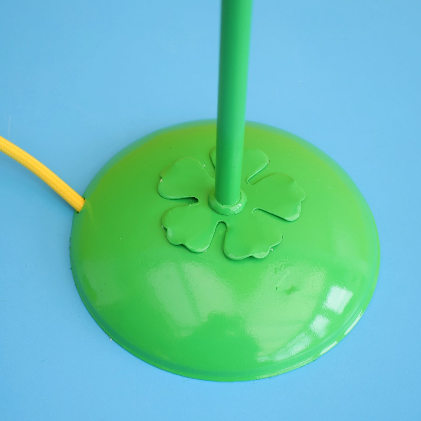 Vintage 1980s Flower Lamp & Shade - Yellow & Green