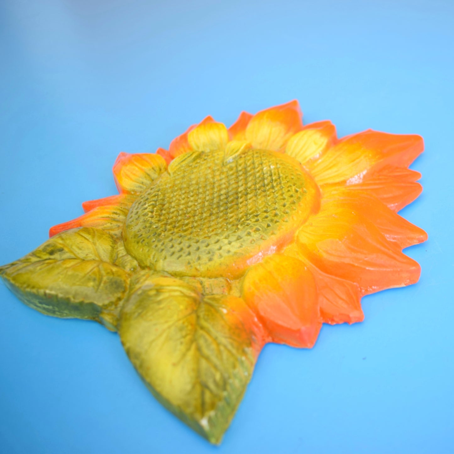 Vintage 1960s Plaster Wall Plaque - Sunflower