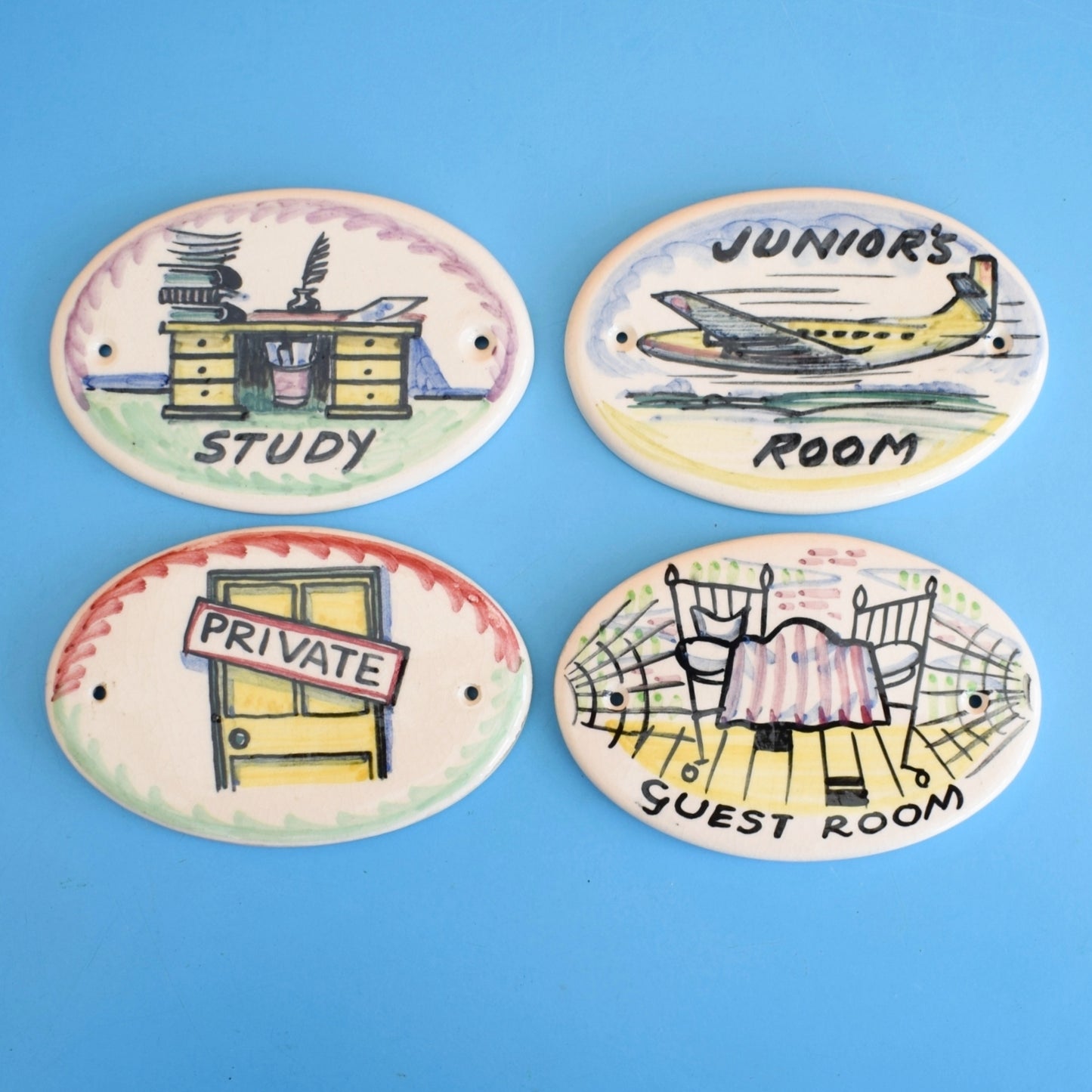 Vintage 1960s Ceramic Door Plaques -  Toni Raymond Style