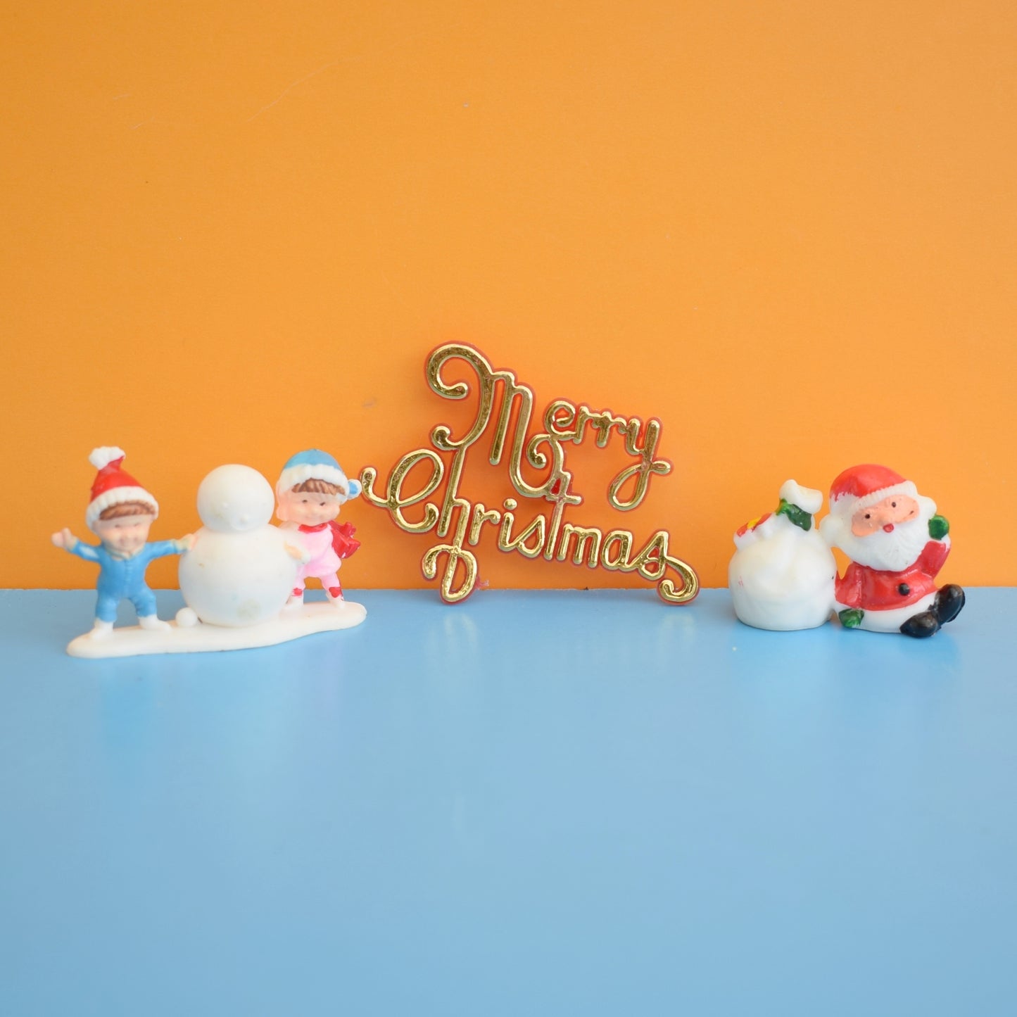 Vintage 1960s Plastic Christmas Cake Decorations - Groups