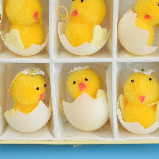 Vintage 1970s Chicks In Egg Decorations- Boxed