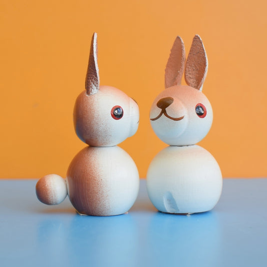 Vintage 1970s Wooden Rabbit Decoration- Russian