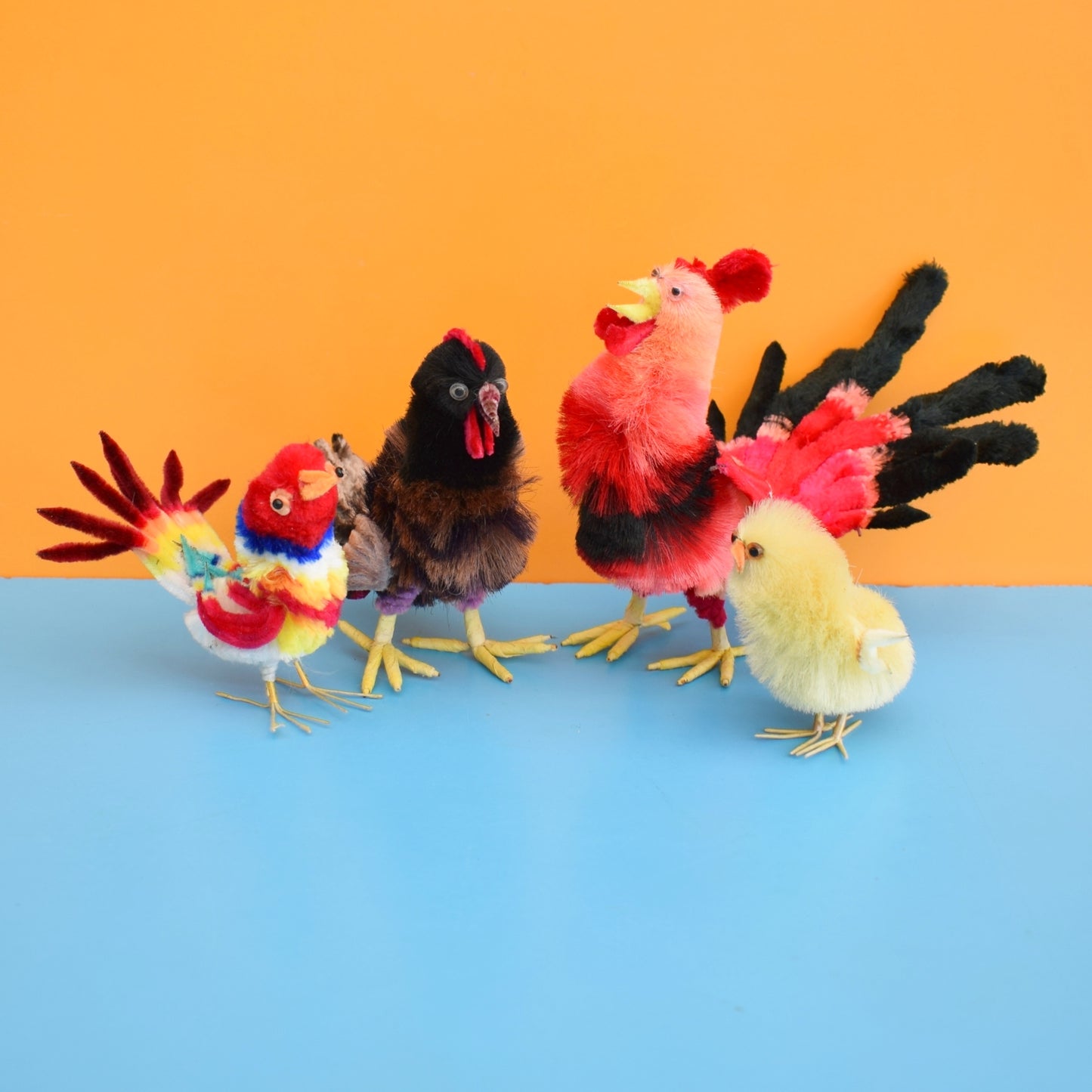 Vintage 1970s Chenille Pipe Cleaner Birds/ Chicks