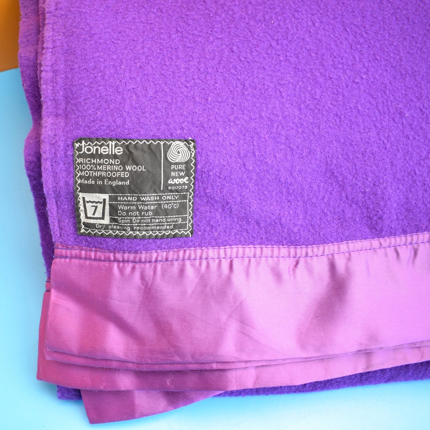 Vintage 1960s Merino Wool Blanket / Throw - Vibrant Purple . by Vintage
