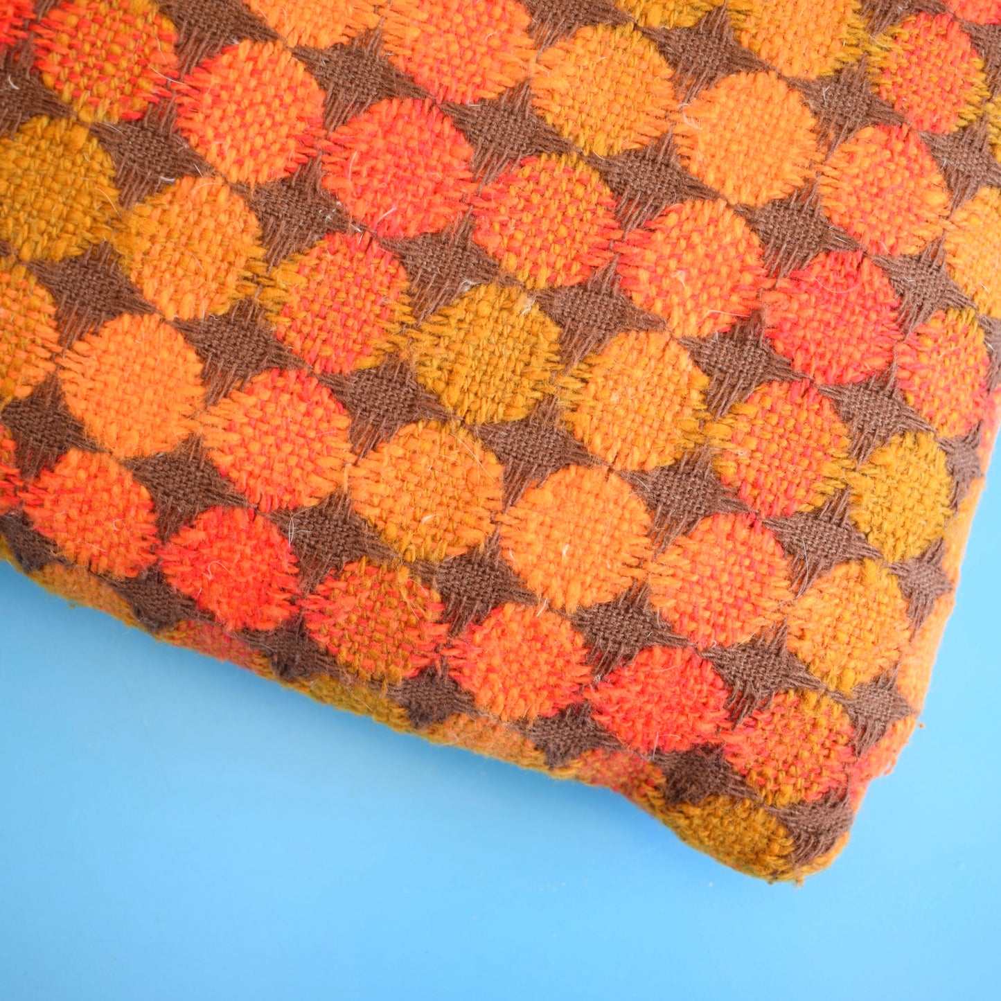 Vintage 1960s Textured Cushions - Orange & Olive by Vintage