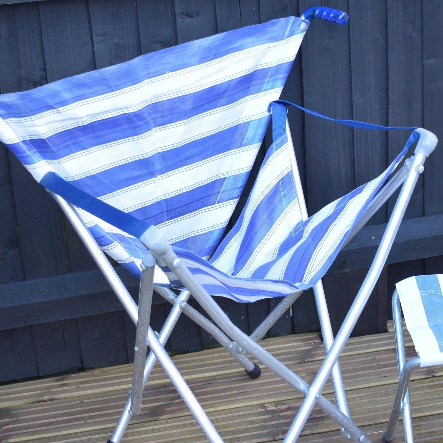 Vintage 1970s Gadabout Chair / Walking Stick - & Stool - Blue