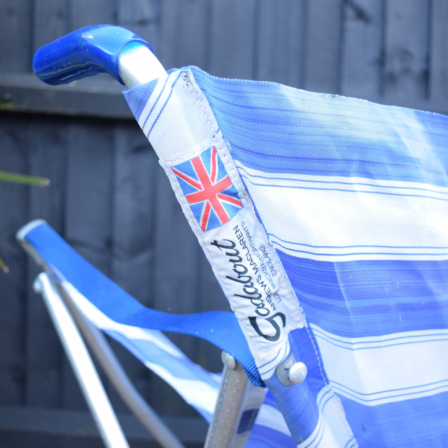 Vintage 1970s Gadabout Chair / Walking Stick - & Stool - Blue