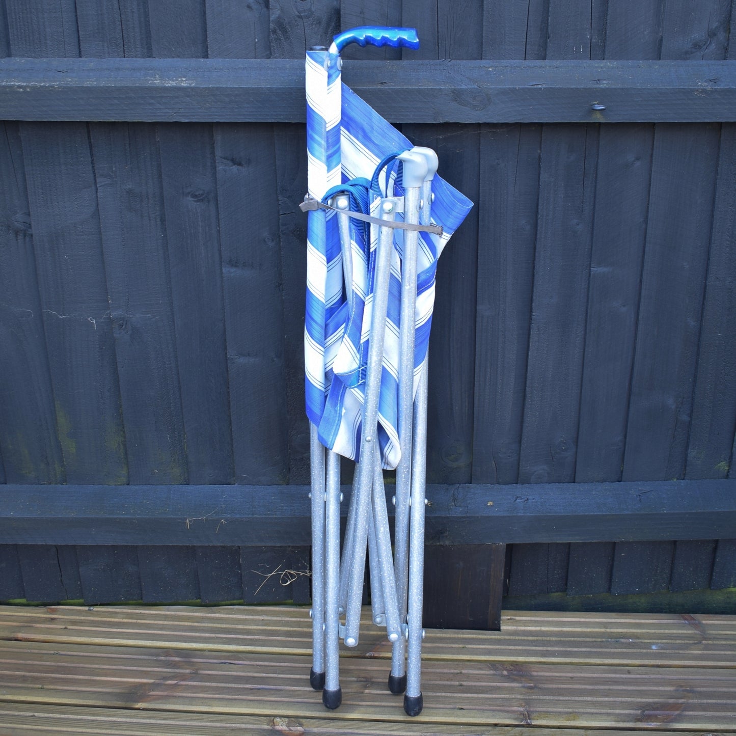 Vintage 1970s Gadabout Chair / Walking Stick - & Stool - Blue