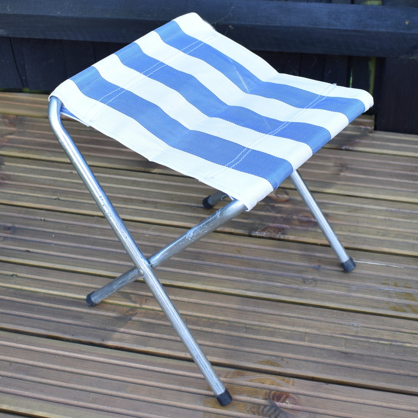 Vintage 1970s Gadabout Chair / Walking Stick - & Stool - Blue