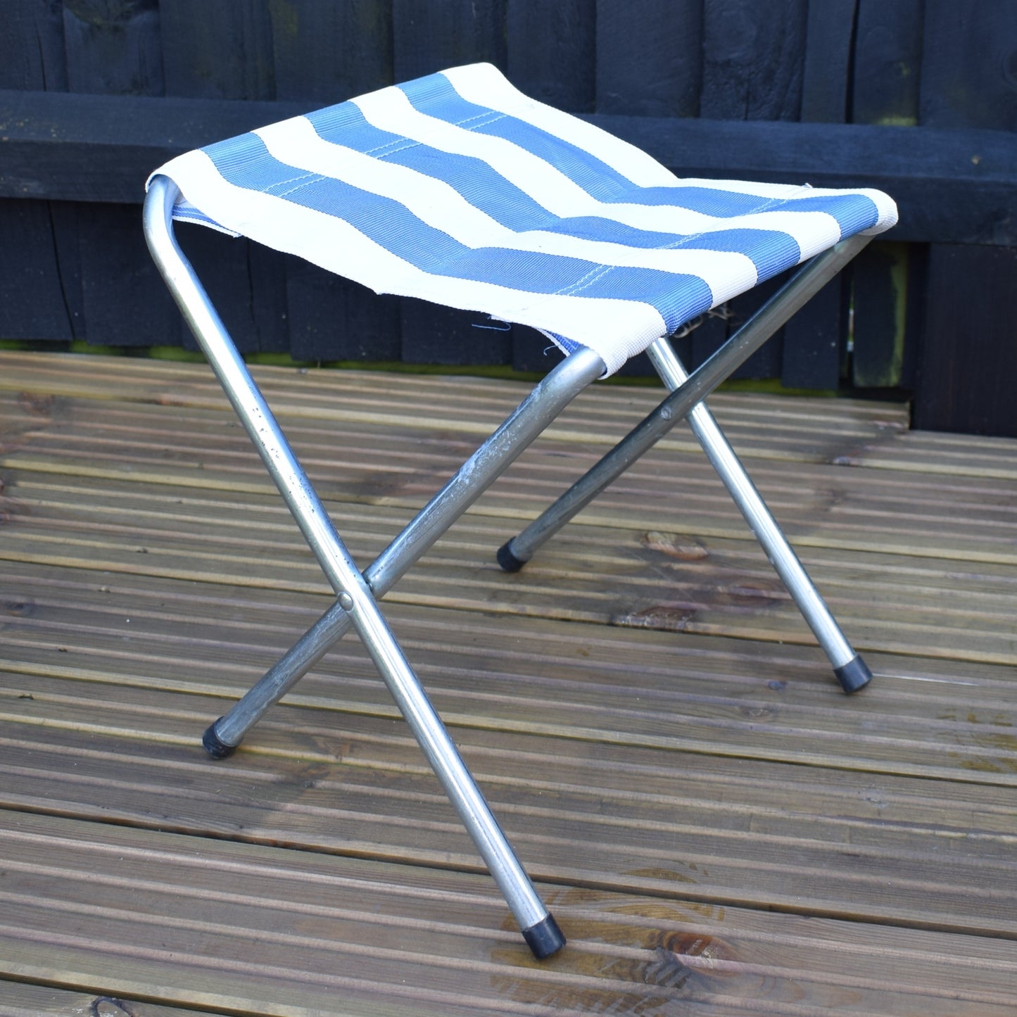 Vintage 1970s Gadabout Chair / Walking Stick - & Stool - Blue