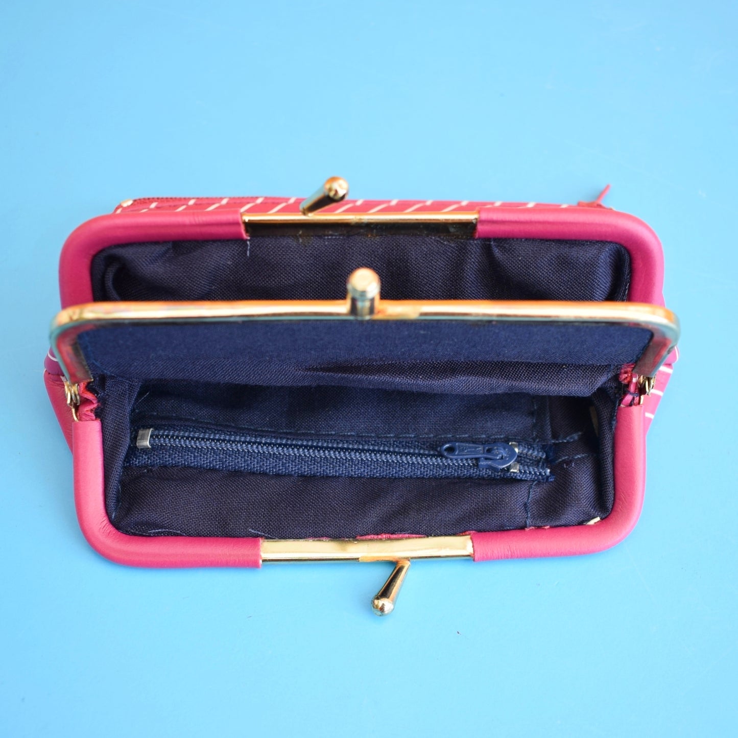 Vintage 1980s Purse - Vinyl - Pink & White Striped by Vintage