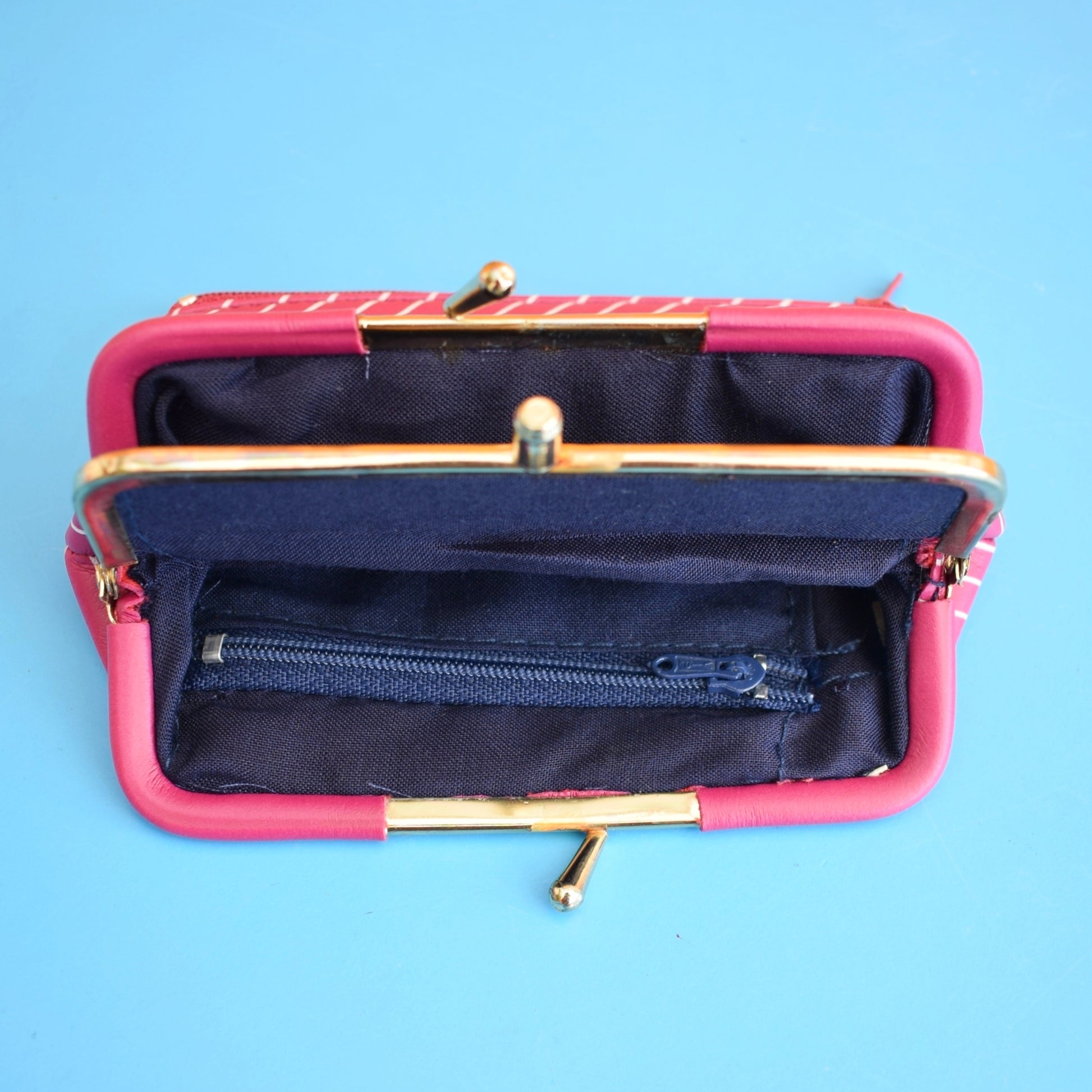 Vintage 1980s Purse - Vinyl - Pink & White Striped by Vintage