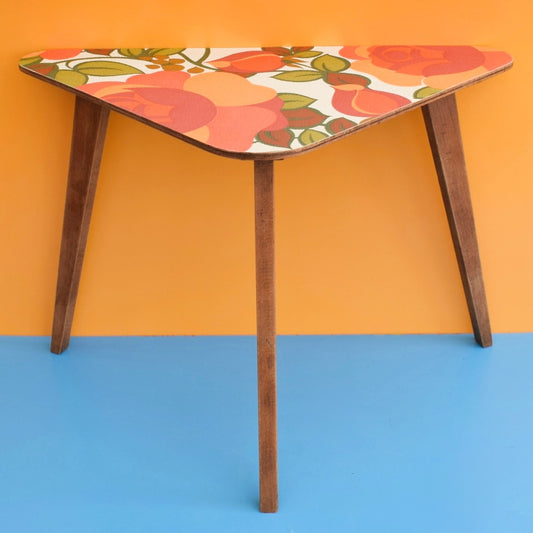 Vintage 1960s Handy Triangular Coffee / Side Table - Orange & Teak