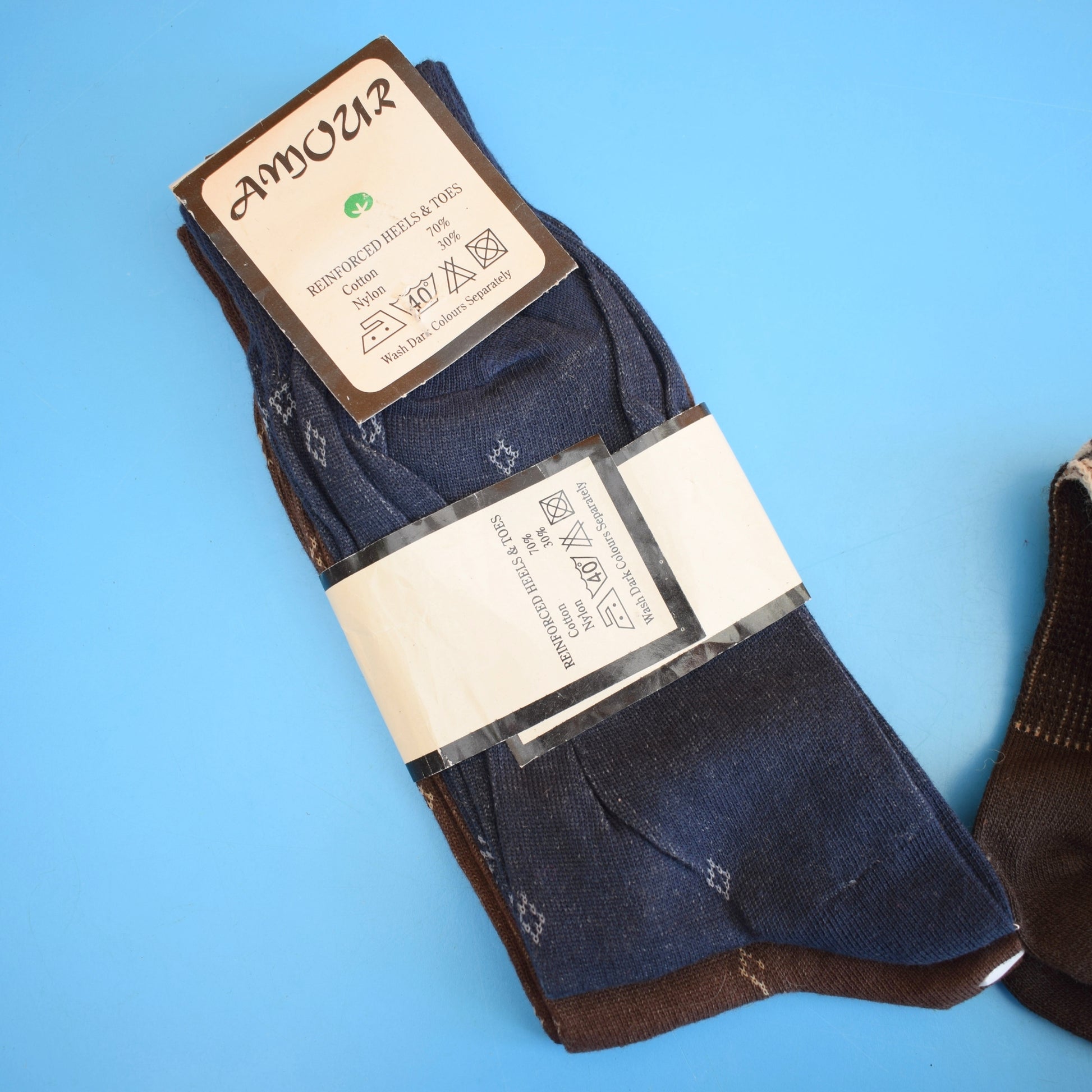 Vintage 1970s Socks - Montfort / Wolsey / Amour - Classic Patterns by Vintage