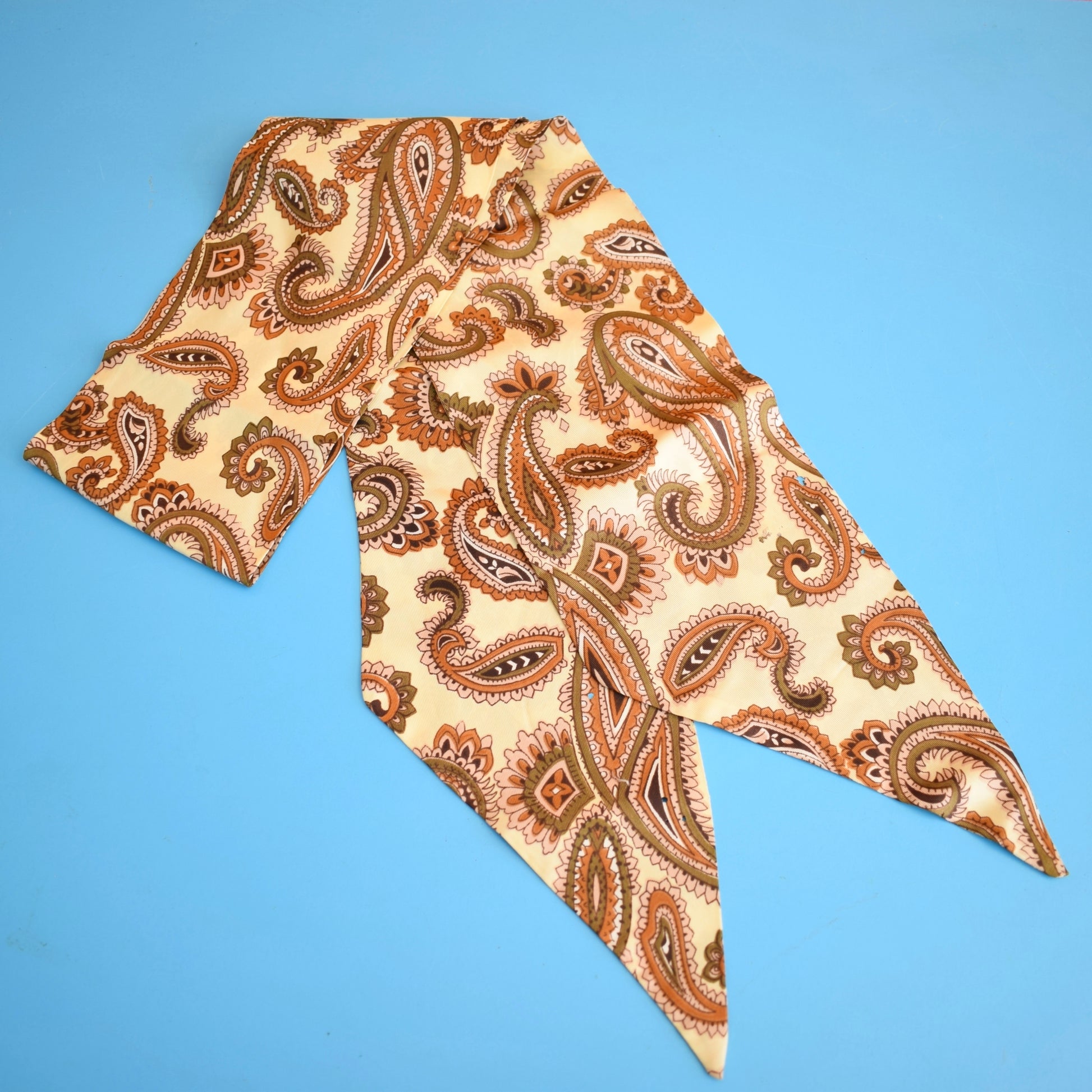 Vintage 1970s Cravat / Ties - Brown / Blue - Mod by Vintage