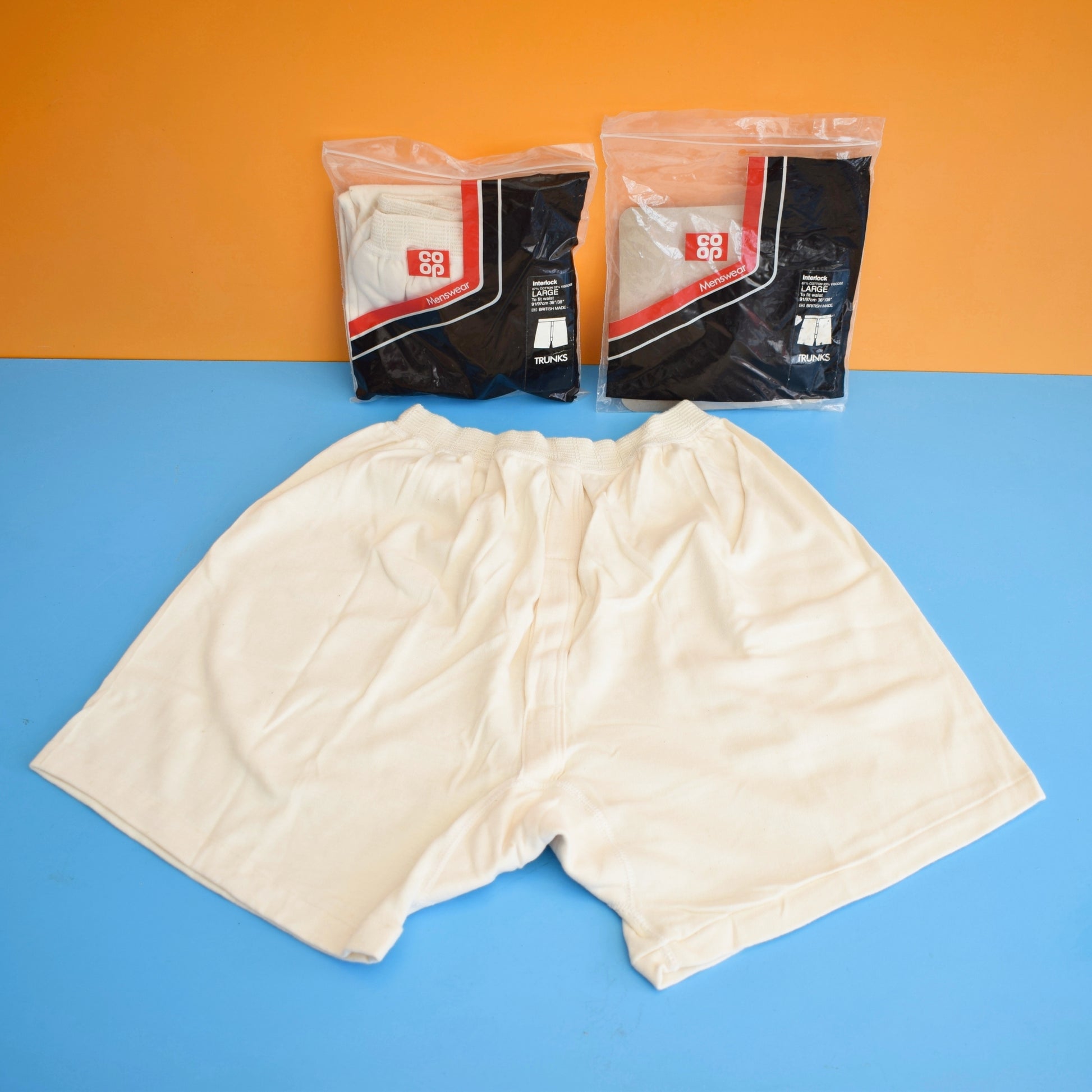 Vintage 1970s Pants / Trunks - Co-Op Menswear British Made x2 Packs by Vintage