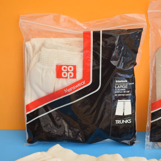 Vintage 1970s Pants / Trunks - Co-Op Menswear British Made x2 Packs by Vintage
