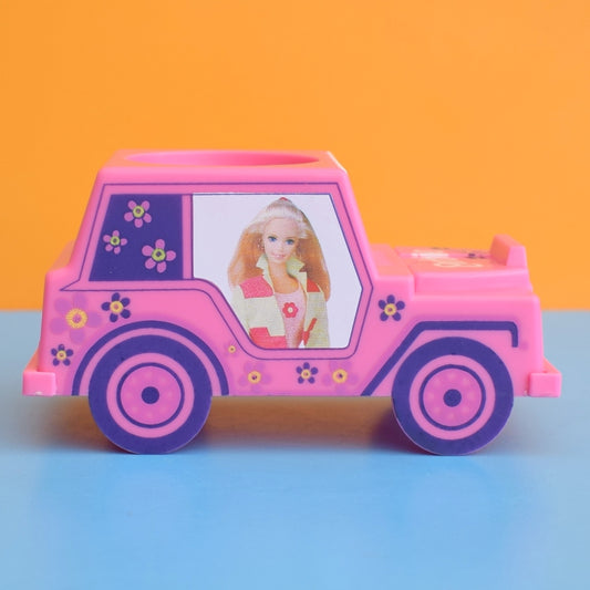 Vintage 1990s Plastic Car Egg Cups - Barbie - Pink Jeep - Unused