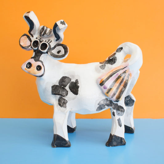 Vintage 1990s Ceramic Cow Figure - Peter Sekjær - Danish