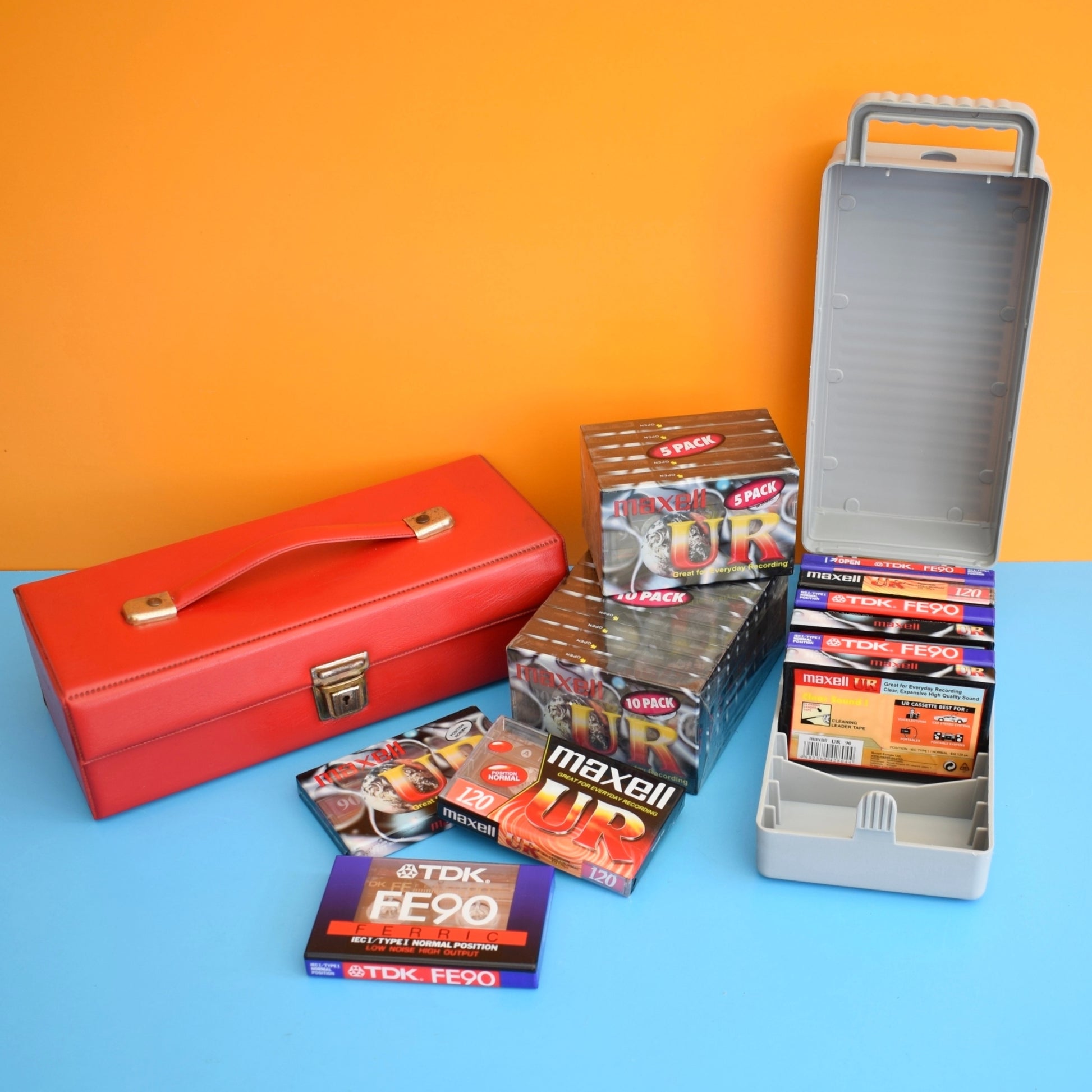 Vintage 1980s Casette Storage & 1990s Unused Cassette Tapes by Vintage