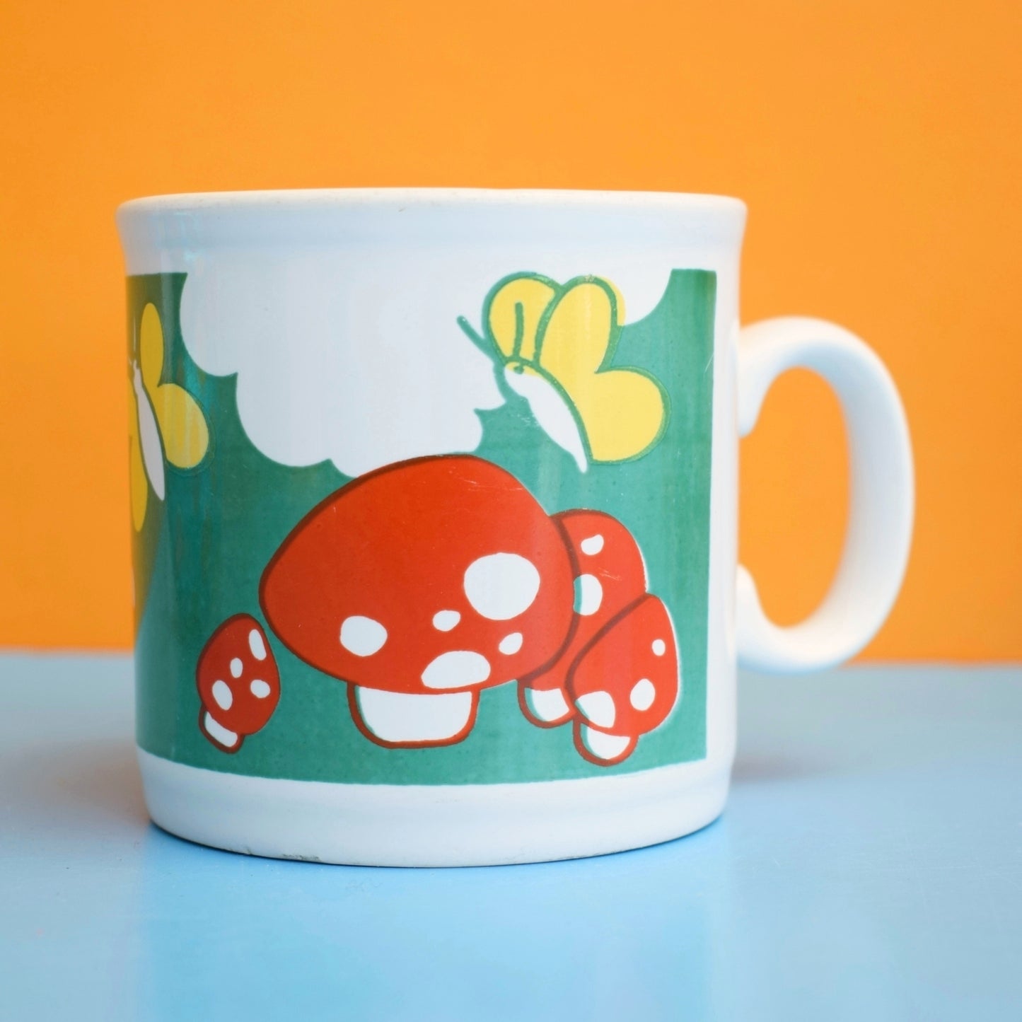Vintage 1970s Kids Mugs - Kitsch - Toadstools, Bee & Cows