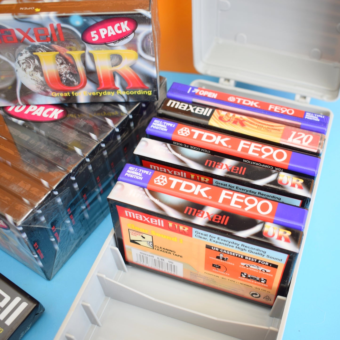 Vintage 1980s Casette Storage & 1990s Unused Cassette Tapes by Vintage