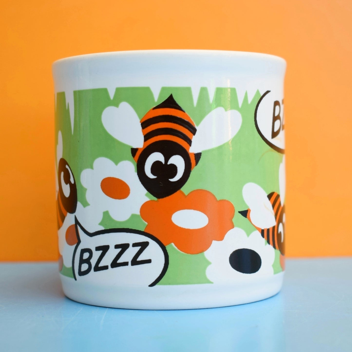 Vintage 1970s Kids Mugs - Kitsch - Toadstools, Bee & Cows