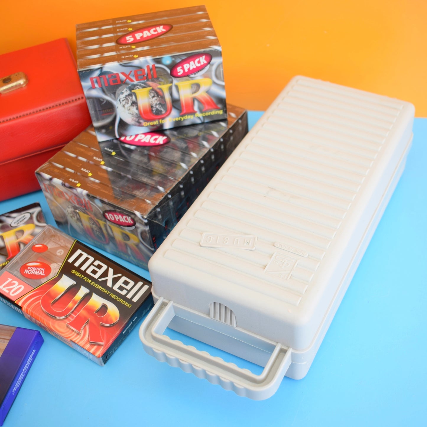 Vintage 1980s Casette Storage & 1990s Unused Cassette Tapes by Vintage
