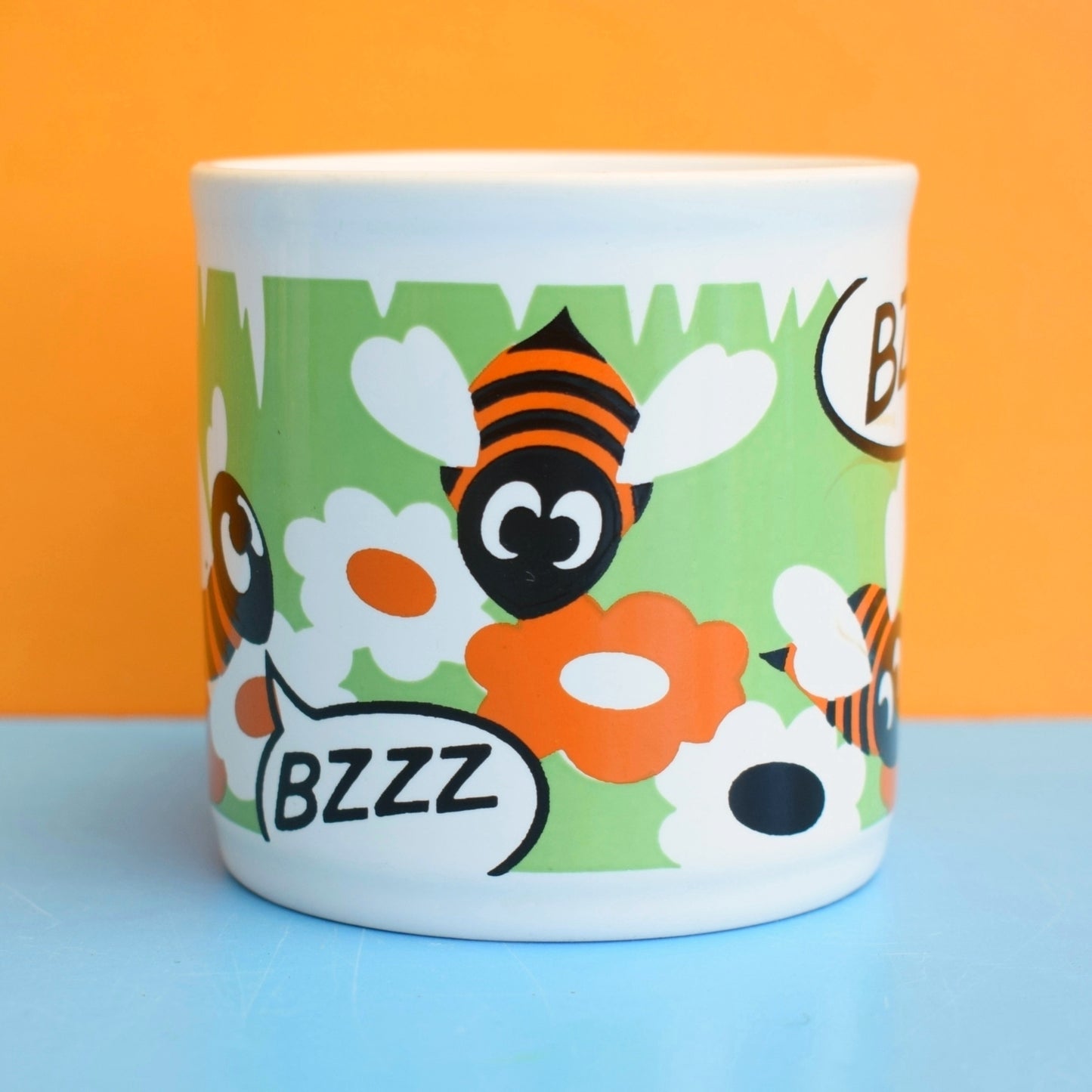 Vintage 1970s Kids Mugs - Kitsch - Toadstools, Bee & Cows