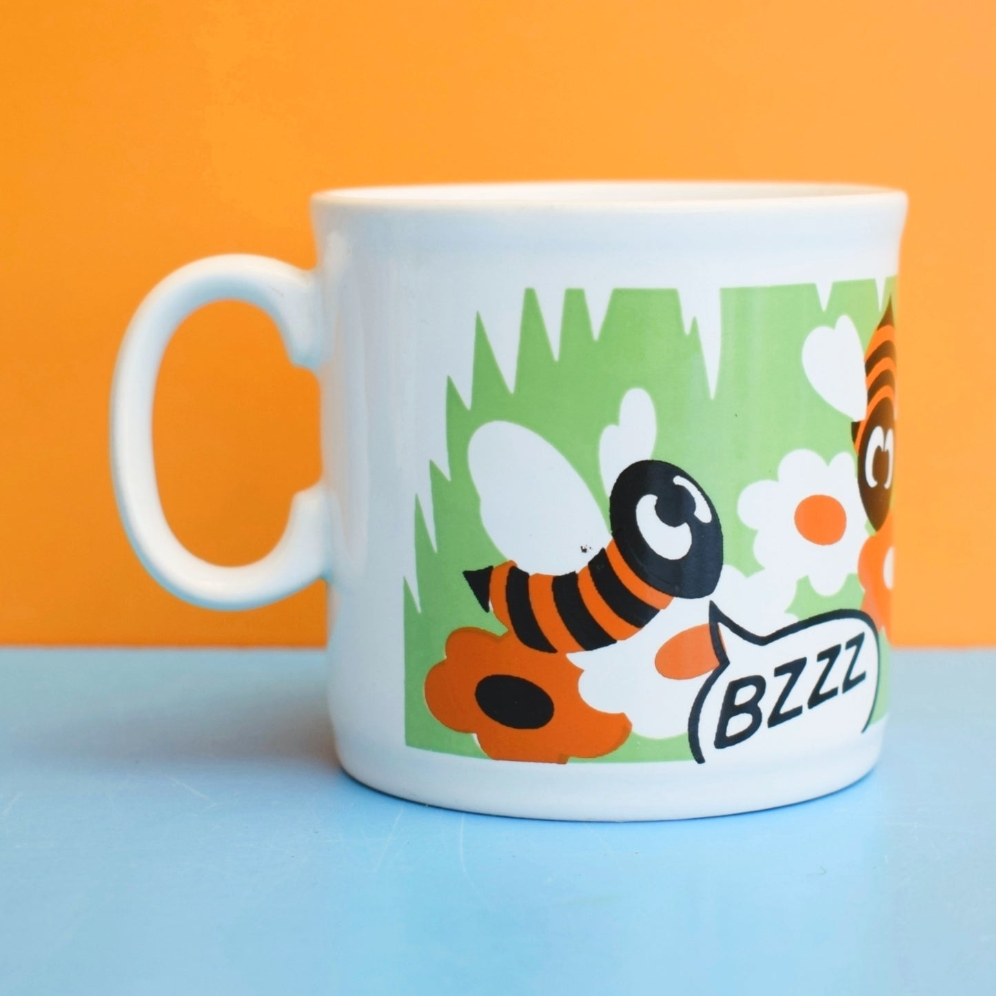 Vintage 1970s Kids Mugs - Kitsch - Toadstools, Bee & Cows