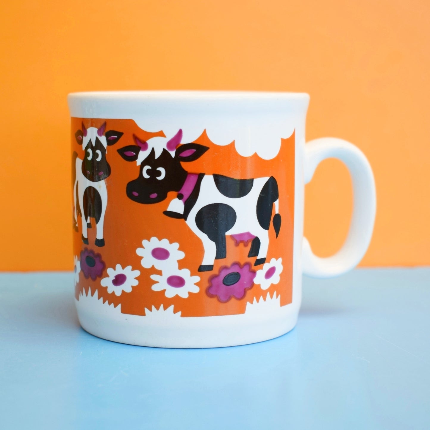 Vintage 1970s Kids Mugs - Kitsch - Toadstools, Bee & Cows