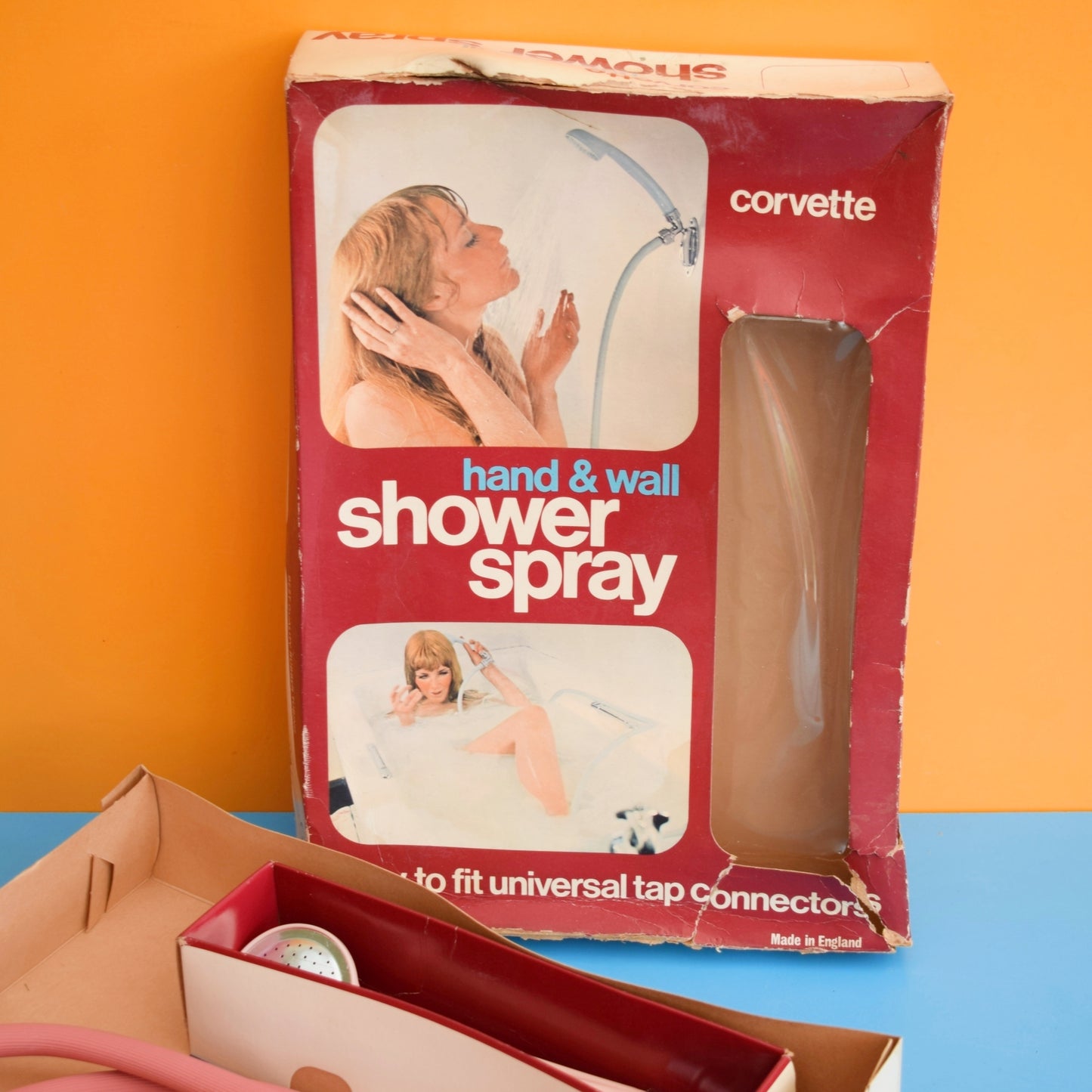 Vintage 1960s Bathroom Accessories- Shower Hose Spray -Pink - Boxed by Vintage