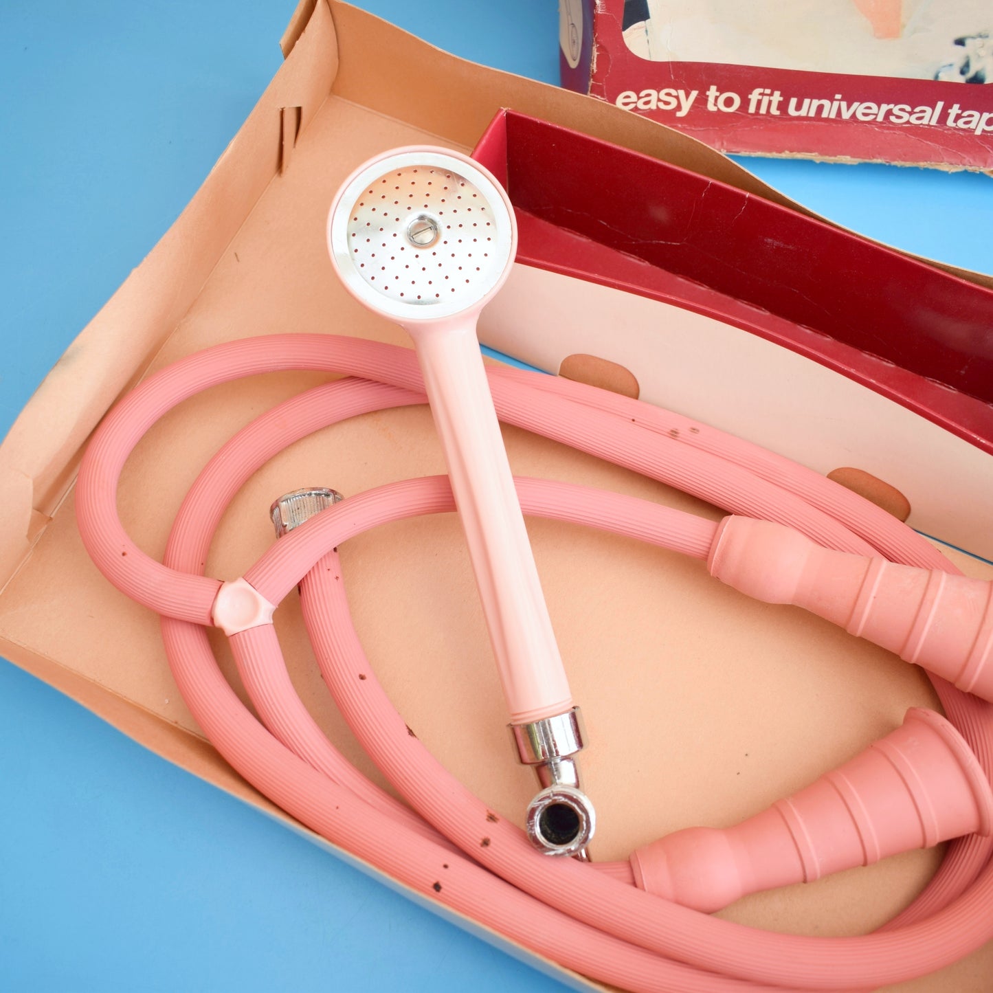 Vintage 1960s Bathroom Accessories- Shower Hose Spray -Pink - Boxed by Vintage