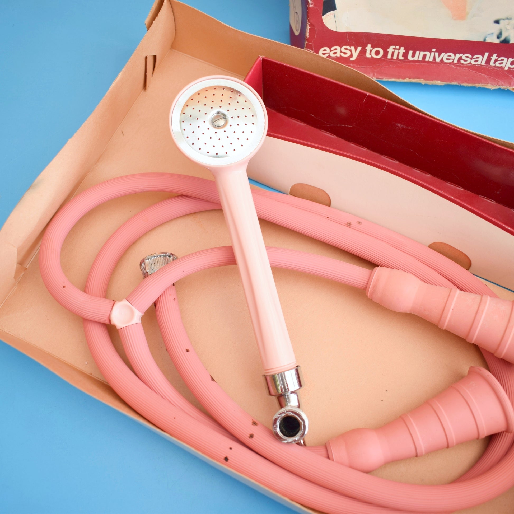 Vintage 1960s Bathroom Accessories- Shower Hose Spray -Pink - Boxed by Vintage